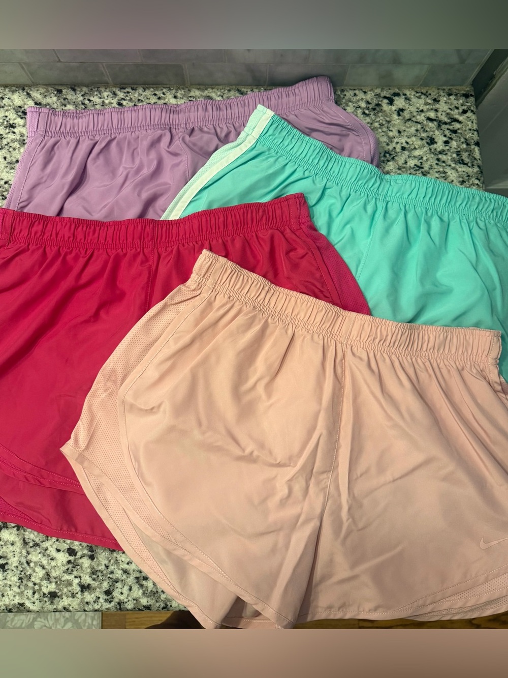Lot of 4 Nike Women’s Athletic Shorts - Light Pink, Hot Pink, Mint, & Lilac